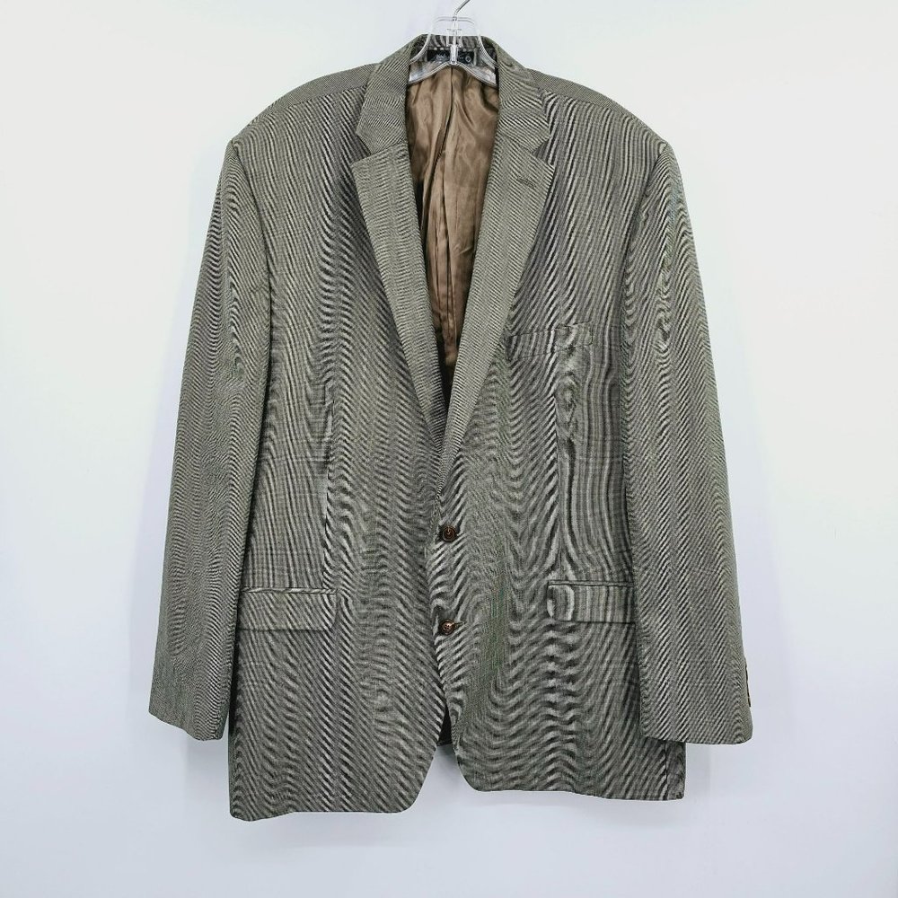 Ralph Lauren LRL Jacket Blazer Sport Coat 50L Tan Brown Grey Microplaid Designer